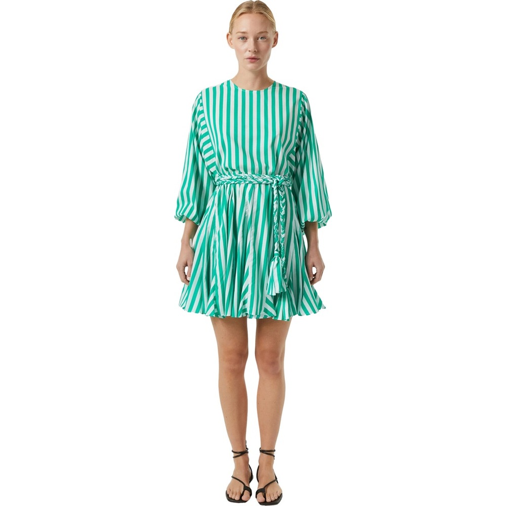 Rhode Green Striped Dress with Braided Tie
